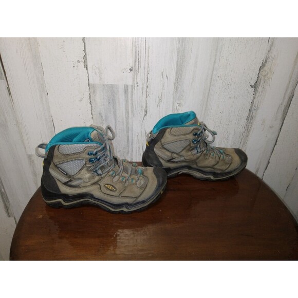 KEEN DURAND MID BROWN/TEAL LEATHER WATERPROOF BOOTS  WOMEN’S SZ 9 (1011555) - Picture 5 of 10